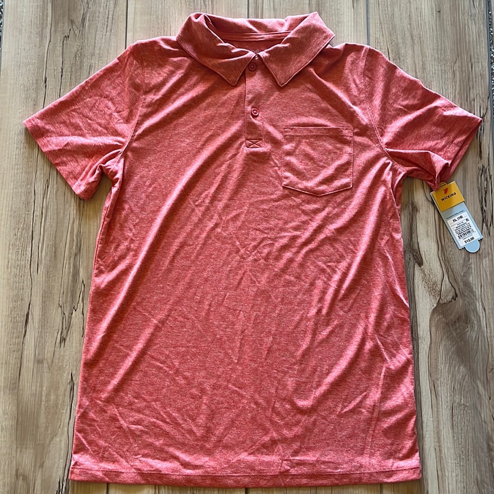Boy’s Cat & Jack Heather Red Moisture Wicking Short Sleeve Polo Size XL (16)